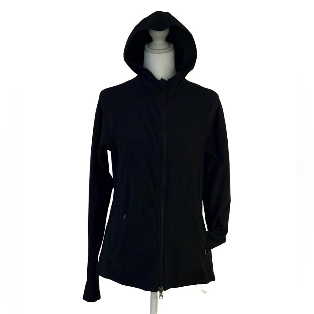 L.L.Bean Black Hooded Zip Jacket 🖤 Stretch Athleisure Size M